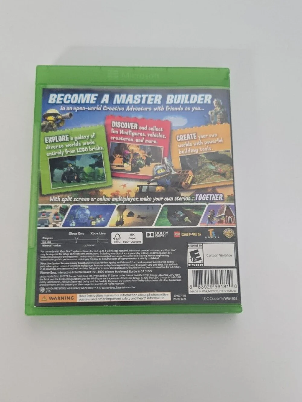 Lego Worlds Xbox One - Green Case with Multicolor Artwork